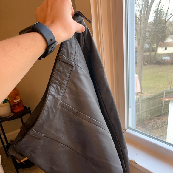 Vintage Chocolate Brown Leather Midi Skirt - Picture 9 of 10